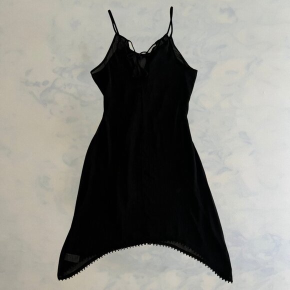 Old Navy Black Sheer Tassel Asymmetric Hemline Coverup Dress - Picture 2 of 7